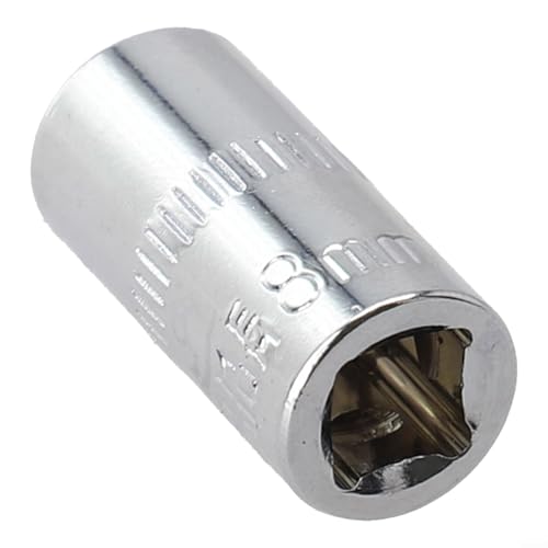 Eawfgtuw 1 x 1/4-Zoll-Antrieb, Sechskant-Steckschlüsselkopf, 4–14 mm, metrische Doppelendhülse, Chrom-Vanadium-Stahl, Handwerkzeug für Ratschenschlüssel, Silber (8 mm) von Eawfgtuw