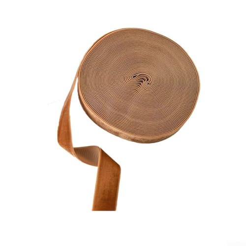 Eawfgtuw 10 m Samtband mit Weihnachtsmotiv, einseitig, beflockt, für Geschenkverpackungen, Baum- und Kranzdekoration, Bastelarbeiten, rustikaler Vintage-Stil (2,5 cm braun) von Eawfgtuw