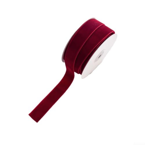 Eawfgtuw 10 m Samtband mit Weihnachtsmotiv, einseitig, beflockt, für Geschenkverpackungen, Baum- und Kranzdekoration, Bastelarbeiten, rustikaler Vintage-Stil (2,5 cm rot) von Eawfgtuw