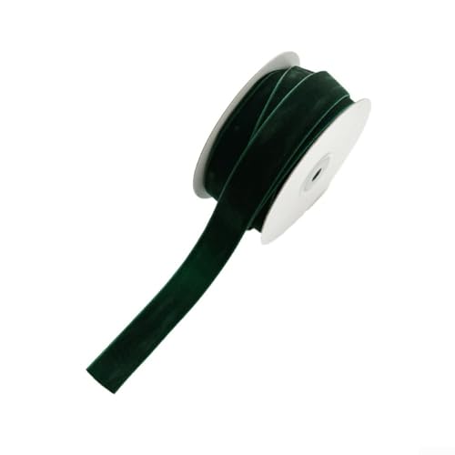 Eawfgtuw 10 m Samtband mit Weihnachtsmotiv, einseitig, beflockt, für Geschenkverpackungen, Baum- und Kranzdekoration, Bastelarbeiten, rustikaler Vintage-Stil (2,5 cm tiefgrün) von Eawfgtuw