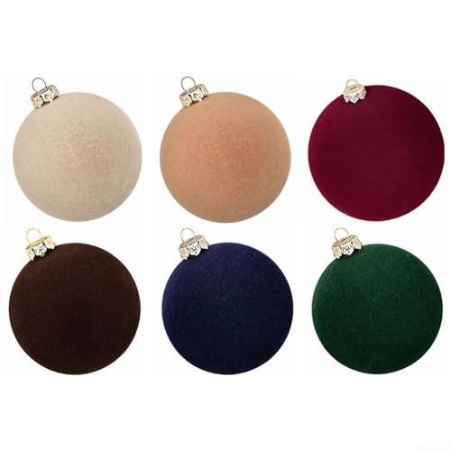 Eawfgtuw 12 Stück Samt-Weihnachtsschmuck-Kugeln – strapazierfähiges Material für Ferienhausdekoration mit Aufhängeschlaufe (reinfarbig) von Eawfgtuw