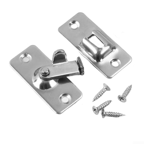 Eawfgtuw 2 Stück Edelstahl-Schiebe-Haspe, effizienter Türriegel für Schiebetüren, platzsparendes Design für Badezimmer, Schlafzimmer, Scheune und Fenster, einfache Installation (Silber) von Eawfgtuw