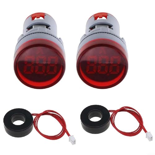 Eawfgtuw 2 x LED-Digitalanzeige AC Amperemeter LED Digital Amperemeter Wechselstrom-Monitor rund Wechselstrom-Tester für Signalanzeige Stromanzeige von Eawfgtuw