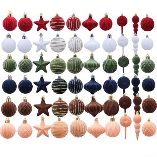 Eawfgtuw 24-teiliges Weihnachtsbaumkugel-Set, verschiedene Farben, bruchsichere Ornamente für Urlaub, Party, Hochzeit und Heimdekoration, leichte Schaumstoffkugeln zum Aufhängen (weiß) von Eawfgtuw
