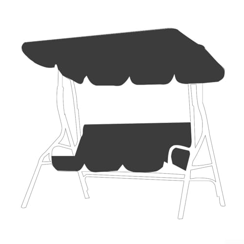 Eawfgtuw 3-Personen-Metall-Veranda-Schaukelstuhl-Abdeckung-Set, 210D Oxford-Tuch Gartenmöbel-Baldachin, Sonnenschutz, wasserdichter Schutz, Schaukelbankabdeckung (schwarz) von Eawfgtuw