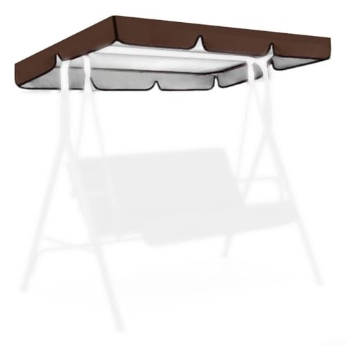 Eawfgtuw 3-Sitzer Swing Baldachin Abdeckung 164 x 114 cm wasserdichte Ersatzabdeckung aus 420D Oxford-Tuch mit 15 cm dekorativem Volant für Garten Outdoor Möbel (Braun) von Eawfgtuw