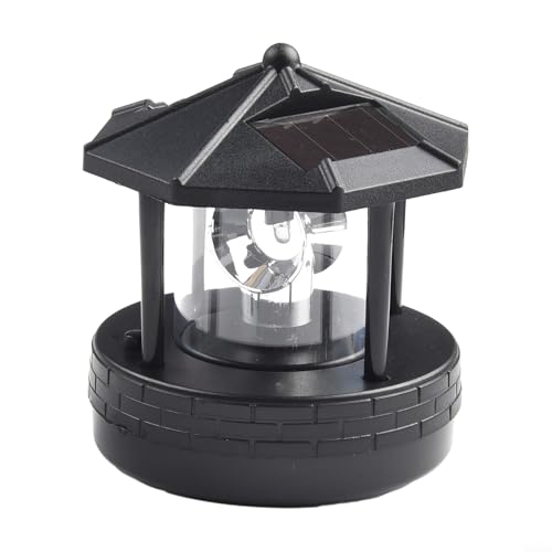 Eawfgtuw 360 Grad drehbare Solarleuchte für den Außenbereich, wasserdichtes Leuchtturm-Design für Garten und Rasenbereich (Schwarz) von Eawfgtuw