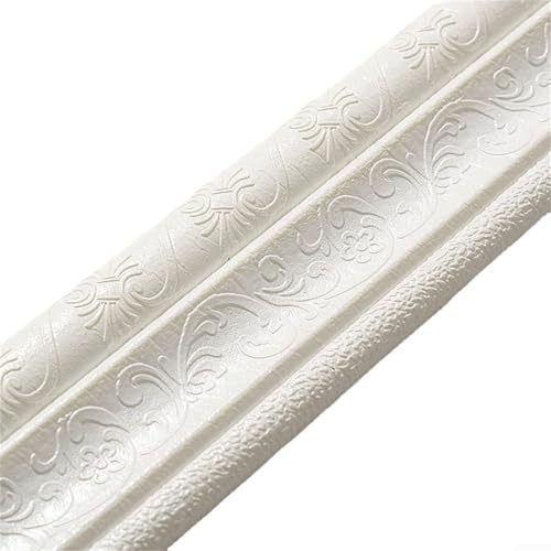 Eawfgtuw 3D Schaumstoff Dado Zierstreifen Sockelleiste Geprägte PVC Dekorative Kantenstreifen für DIY Home Dekoration, Türrahmen, Treppen, TV Hintergrund Wände (Weiß) von Eawfgtuw