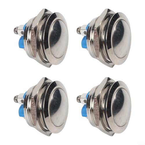 Eawfgtuw 4 x Metall-Türklingel-Schalter mit Schrauben, Ersatz-Power-Reset-Taste für Hauseingang, silberfarbene Türklingeltaste von Eawfgtuw