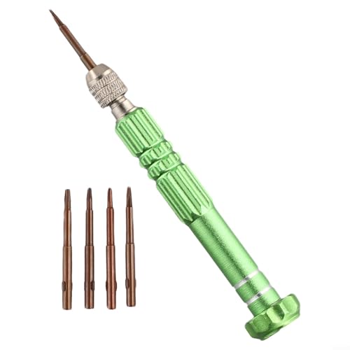 Eawfgtuw 5-in-1-Präzisions-Schraubendreher-Set mit magnetischen Chrom-Vanadium-Bits für Handy, Tablet und Uhren-Reparatur, T5 T6 Torx und für Phillips, Griff aus Aluminiumlegierung, Grün Eawfgtuw 5-in-1-Präzisions-Schraubendreher-Set mit magnetischen Chrom-Vanadium-Bits für Handy, Tablet und Uhren-Reparatur, T5 T6 Torx und für Phillips, Griff aus Aluminiumlegierung, Grün von Eawfgtuw