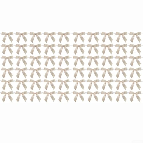 Eawfgtuw 60 Stück Stoffband-Schleifendekorationen – für Hochzeit, Geburtstag, Weihnachten, Party, Weinglas und Geschenkverpackung, in Schwarz, Rosa, Creme, Weiß (Meter) von Eawfgtuw