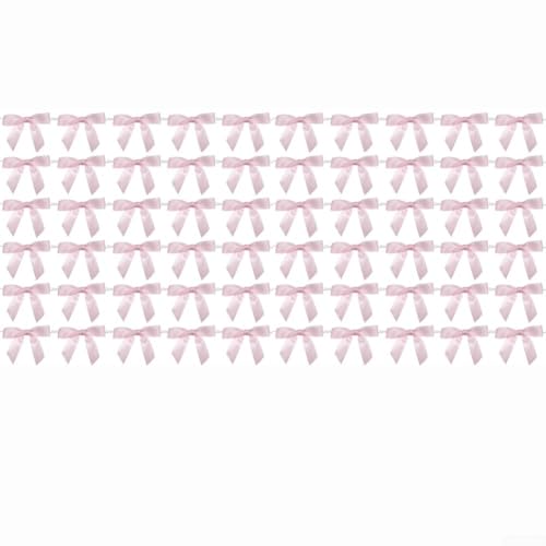 Eawfgtuw 60 Stück Stoffschleifen für Hochzeit, Geburtstag, Weihnachten, Party, Tisch und Geschenkverpackung, Weinglas-Dekoration, Schwarz, Rosa, Cremeweiß (Rosa) von Eawfgtuw