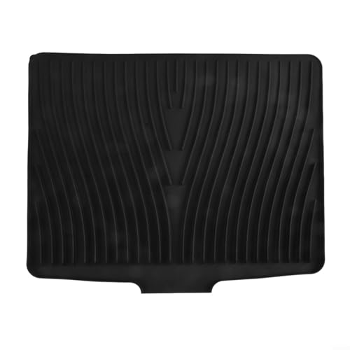 Eawfgtuw Abtropfmatte aus Silikon, 50 x 43 cm, mit offenem Abfluss-Design und rutschfester Unterseite, hitzebeständig, wasserdicht, für Geschirr, Gläser, Töpfe (schwarz) von Eawfgtuw