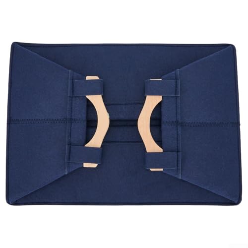 Eawfgtuw Aufbewahrungskorb aus Filz mit Holzgriffen, waschbarer Stoffkorb für Decken, Spielzeug, Bücher, Babykleidung, Zeitschriften, Windeln, Dunkelblau/Dunkel (Marineblau, S) von Eawfgtuw