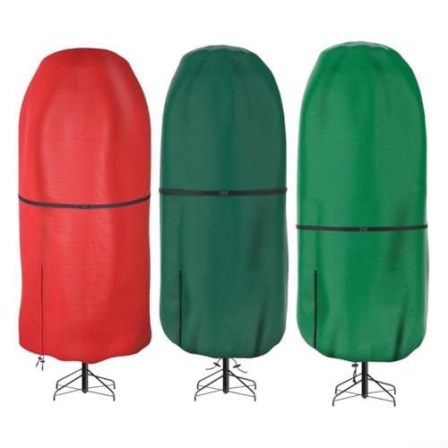 Eawfgtuw Aufrechte Aufbewahrungstasche für Weihnachtsbaum, wasserdichte Oxford-Abdeckung mit verstellbaren Riemen und Reißverschlüssen, passend für künstliche Bäume zum Staub- und Insektenschutz (rot von Eawfgtuw