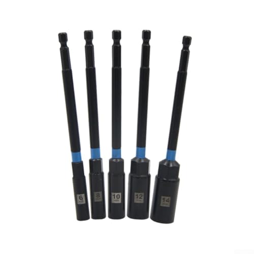 Eawfgtuw Bit-Verlängerungs-Set, 150 mm, Sechskant-Steckschlüssel-Verlängerungs-Set, 1/4-Zoll-Schaft, magnetischer Chrom-Vanadium-Stahl-Adapter für Bohrer und Schraubenschlüssel, 6–14 mm Größen (6–14 von Eawfgtuw