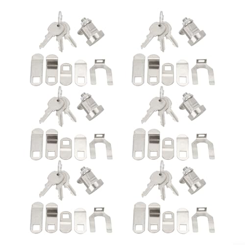 Eawfgtuw Briefkastenschloss Ersatz-Set, Zinklegierung, Briefkasten-Schlüsselschloss, inklusive Zylinder, 3 Schlüssel, 5 Verriegelungslaschen und Mutter für Briefkasten, Kleiderschrank oder von Eawfgtuw