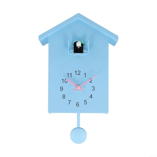 Eawfgtuw Dekorative Kuckucksuhr, Wandkunst mit Vogel, zeitgenössische ABS-Pendeluhr für Zuhause, Büro, Wohnzimmer, Küche, Dekoration (blau) von Eawfgtuw