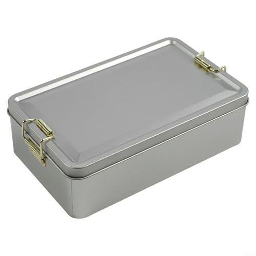 Eawfgtuw Dekorative rechteckige Metall-Aufbewahrungsbox aus Weißblech, Tee-Box, Kekse, Snacks, Aufbewahrungsbox mit Sicherheitsschnalle, Mehrzweck-Vorratsdose für die Küche (L) von Eawfgtuw