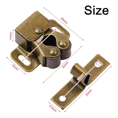 Eawfgtuw Doppelrollenschnäpper Schranktürriegel mit Schloss, Edelstahl Schrankschließer für Wohnwagen, Boote und Wohnmobile, erhältlich in Messing, Zink, Silber und (Grünbronze) von Eawfgtuw