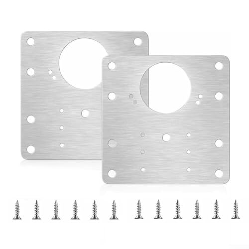 Eawfgtuw Edelstahl-Reparatur-Set für Schrankscharniere, 9 cm x 9 cm, Platten mit Schrauben für Küchenschrank, Tür, Schublade, Kleiderschrank, Befestigung und Möbel-Hardware Ersatz (2 Stück) von Eawfgtuw