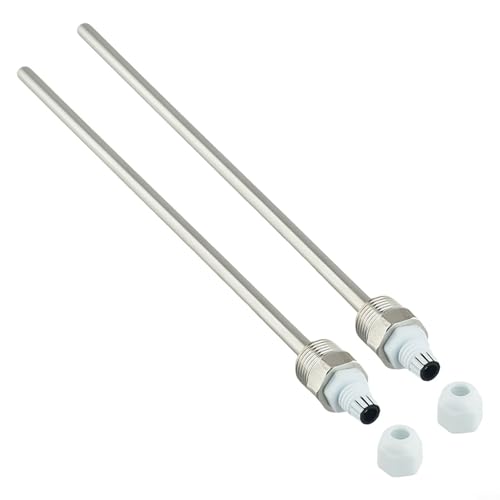 Eawfgtuw Edelstahl-Thermowell G 1/2 Gewinde Tauchhülse Tasche für Temperatursensorinstallation, PN40 max. 40 bar Druck, kompatibel mit Heizung (8 x 300 mm), 2 Stück von Eawfgtuw