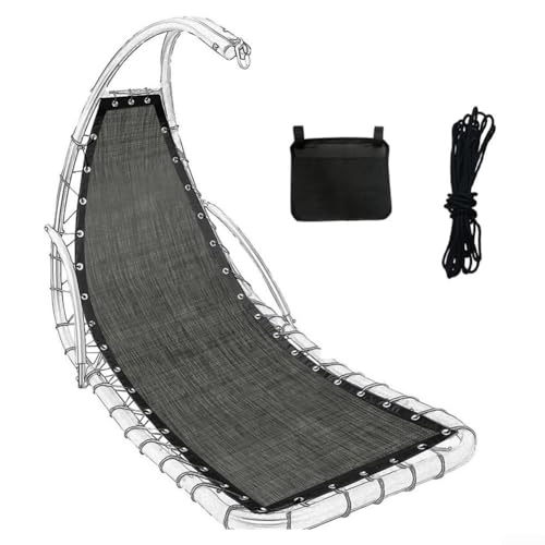 Eawfgtuw Ersatz-Sitzbezug für Outdoor-Hängesessel, Gartenmöbel, Textilgewebe, Liegestuhl, Sitzkissen, Basiskissen mit seitlichem Seil-Aufbewahrungstasche, 64 x 197 x 23 cm (Schwarzgrau A) von Eawfgtuw