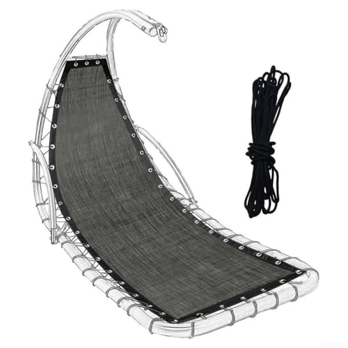Eawfgtuw Ersatz-Sitzbezug für Outdoor-Hängesessel, Gartenmöbel, Textilgewebe, Liegestuhl, Sitzkissen, Basiskissen mit seitlichem Seil-Aufbewahrungstasche, 64 x 197 x 23 cm (Schwarzgrau B) von Eawfgtuw
