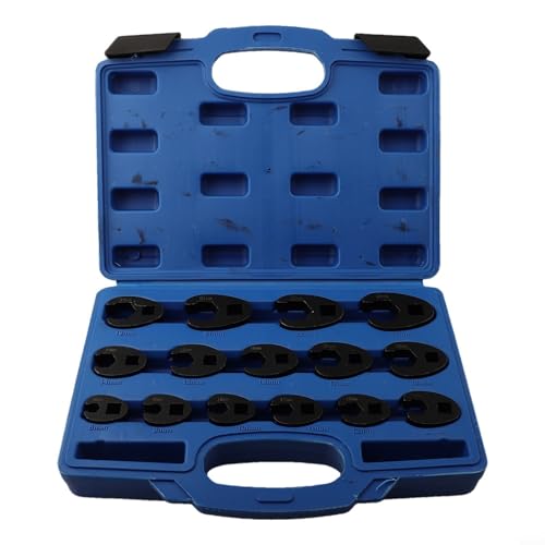 Eawfgtuw Für 8–24 mm metrisches Hahnenfußschlüssel-Set, verchromt, offenes Ende, 15 Stück für 3/8 Zoll und 1/2 Zoll Ratsche oder Drehmomentschlüssel, Automobil- und Sanitär-Werkzeug-Set von Eawfgtuw