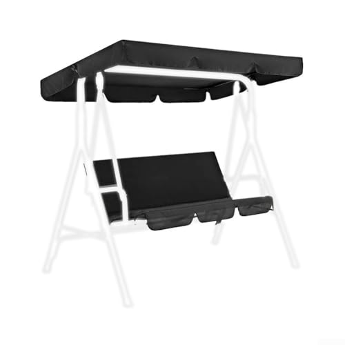 Eawfgtuw Gartenschaukel-Abdeckungs-Set mit 190T wasserdichtem Baldachin 19013215cm und Sitzbezug 1505010cm, UV-beständiger Polyester-Taft Ersatz für 3-Sitzer-Schaukel (schwarz) von Eawfgtuw