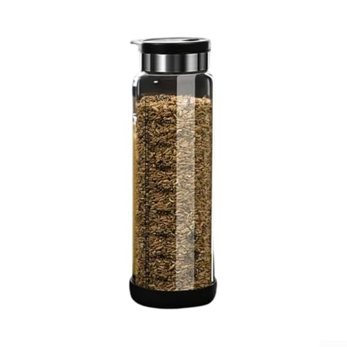 Eawfgtuw Glas-Gewürz-Vorratsdose Küche Gewürzbehälter mit präzisem Dosierdesign Lebensmittelaufbewahrungsflasche Salz MSG Behälter schwarz weiß 250 ml 350 ml (schwarze Abdeckung – 450 ml) von Eawfgtuw