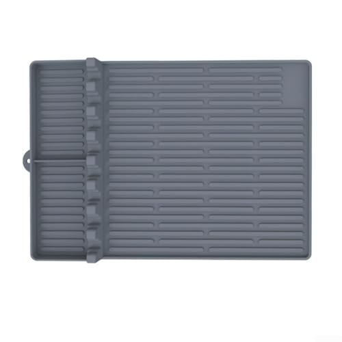 Eawfgtuw Grillzubehör 3-in-1 Silikon-Grillmatte, großer Spatel und Abtropf-Pad, Silikon-Grill-Werkzeugmatte für Grill, Regalmatte mit Tropf-Pad, Grill-Caddy-Utensilien (grau) von Eawfgtuw