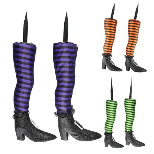 Eawfgtuw Halloween-Hexenbeine, Dekoration, Outdoor-Hof-Requisite mit Schaumstoff und Kunststoff-Struktur für Garten, Rasen, Party-Dekoration, hängende Dekoration für Haustür oder Baum, Rot, 2 Stück von Eawfgtuw