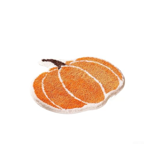 Eawfgtuw Halloween-Kürbis-Badematte mit rutschfester Unterseite für festliche Badezimmer-Dekoration, 60 cm, dekorativer Teppich für Halloween oder Thanksgiving (kleiner Kürbis) von Eawfgtuw