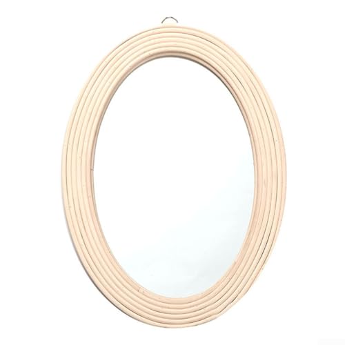 Eawfgtuw Handgewebter Rattan-Spiegel, natürlicher Weiden-Wandspiegel, dekorativer Badezimmerspiegel, rustikaler Wohndekor-Spiegel, Küstenstil, skandinavische Wanddekoration von Eawfgtuw