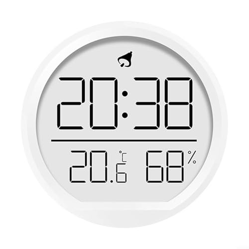 Eawfgtuw Innenuhr mit Magnetbefestigung für einfache Installation und Überwachung von Klima Innentemperatur Luftfeuchtigkeit Monitor Digitaluhr mit Datumsanzeige (weiß) von Eawfgtuw