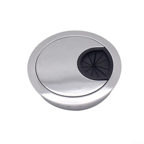 Eawfgtuw Kabellochabdeckung aus Metall mit Bürsteneinsatz für Kabelmanagement, Zinklegierung, runder Tischdraht, für Büro-Computertisch, 50 mm, 60 mm, 80 mm, Chrom, 60 mm, 2 Stück von Eawfgtuw