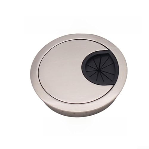 Eawfgtuw Kabellochabdeckung aus Metall mit Bürsteneinsatz für Kabelmanagement, Zinklegierung, runder Tischdraht, für Büro-Computertisch, 50 mm, 60 mm, 80 mm, Chrom (gebürstet, 50 mm) von Eawfgtuw