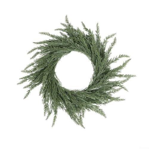 Eawfgtuw Künstlicher Weihnachtskranz rund grün PVC Türkranz für Haustür Außen Urlaub Dekoration Wand Kamin Fenster Dekor Festlich Haus Garten (20 cm B) von Eawfgtuw