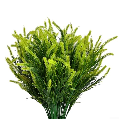 Eawfgtuw Künstliches Affengras für den Außenbereich, realistische künstliche Grünsträucher für Garten, Terrasse, Hochzeit, Veranda, Küche, Fensterbank, Innendekoration, 12 Bündel (grün) von Eawfgtuw