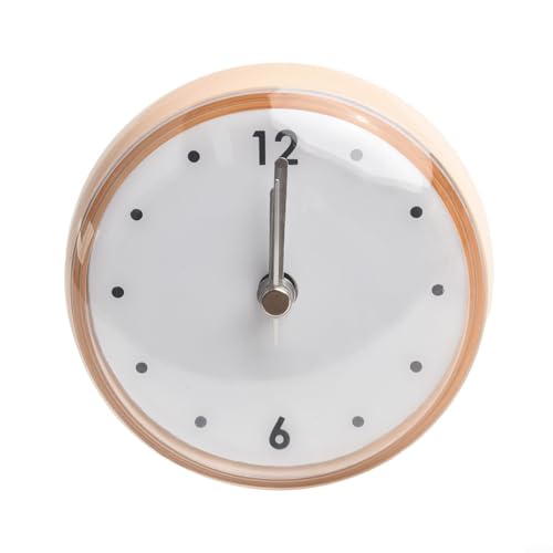 Eawfgtuw Lautlose Uhr mit Saugnapf für Badezimmer, Küche, wasserdicht, beschlagsicher, Quarz-Uhrwerk, Zeitanzeige, starke Adsorption, Duschspiegelglas, 75 mm (Rosa) von Eawfgtuw