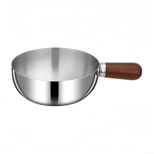 Eawfgtuw Multifunktionaler Edelstahl-Kochtopf mit Holzgriff, Küchenkochtopf zum Erhitzen von Milch, Schmelzen, Schokolade, Soße, Kochen, Nudeln, Suppe (16 cm) von Eawfgtuw