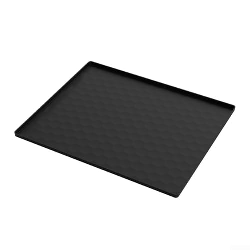 Eawfgtuw Nachttisch-Matte, tragbare WC-Silikonmatte mit erhöhtem Rand, Bodenschutz für Töpfchensessel, auslaufsicher, wasserdicht, für Badezimmer, Erholungsunterstützung (60 x 60 cm, schwarz) von Eawfgtuw