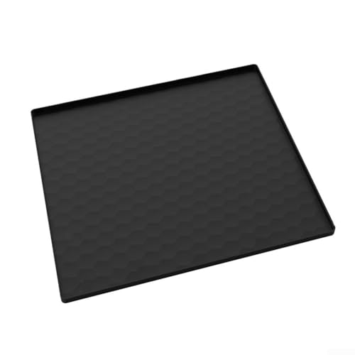 Eawfgtuw Nachttisch-Matte, tragbare WC-Silikonmatte mit erhöhtem Rand, Bodenschutz für Töpfchensessel, auslaufsicher, wasserdicht, für Badezimmer, Erholungsunterstützung (65 x 60 cm, schwarz) von Eawfgtuw