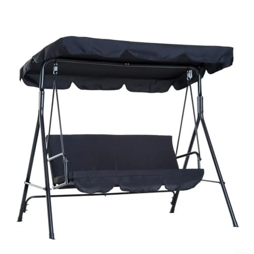 Eawfgtuw Outdoor Schaukel Abdeckung Wasserdicht 210D Oxford Stoff Garten Baldachin Ersatzabdeckung mit Silberbeschichtung für 2-3-Sitzer Terrassenschaukel Schutz (Zweisitzer Schwarz) von Eawfgtuw