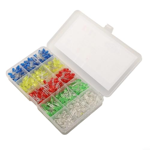 Eawfgtuw Premium 500-teiliges LED-Dioden-Sortiment-Set für Schaltung, Glühbirne und Lampe – 5 mm, von Eawfgtuw