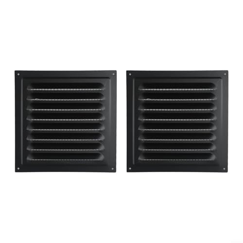 Eawfgtuw Quadratische Lüftungsgitter-Abdeckung, 200 x 200 mm, Edelstahl, mit Insektenschutz, für Deckenmontage im Innenbereich, Wandinstallation in HVAC-System (2 Stück, schwarz) von Eawfgtuw