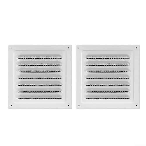 Eawfgtuw Quadratische Lüftungsgitter-Abdeckung, 200 x 200 mm, Edelstahl, mit Insektenschutz für Innenbereich, Deckenmontage, Wandinstallation in HVAC-System (2 Stück, weiß) von Eawfgtuw
