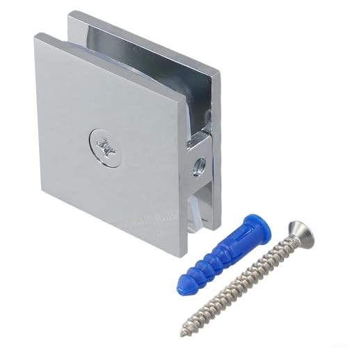 Eawfgtuw Quadratische Messing-Glasklemme, U-förmige Befestigungsplatten-Klemme, für 8–12 mm gehärtetes Glas Badezimmertür/Duschwand Hardware (Chrom) von Eawfgtuw