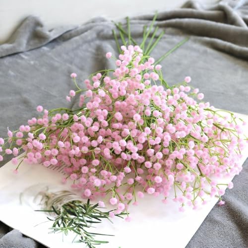 Eawfgtuw Realistische künstliche Schleierkraut-Blumenstiele – Seidenstoff, Kunststoff, für Vasen-Arrangement, Garten, Hotel, Restaurant, Ladendekoration (rosa) von Eawfgtuw